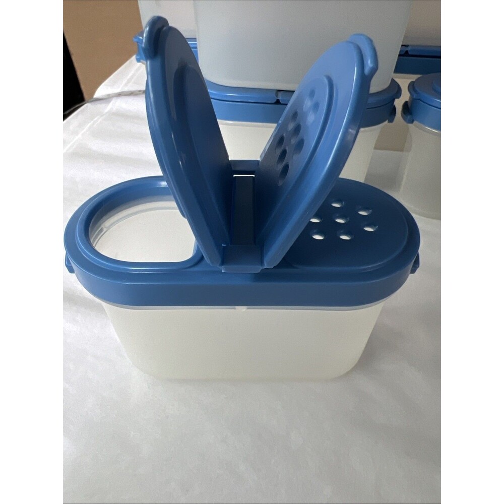 Set of 14 Tupperware Modular Mates Spice Containers Shakers w/Blue Lids Vintage - Picture 7 of 7